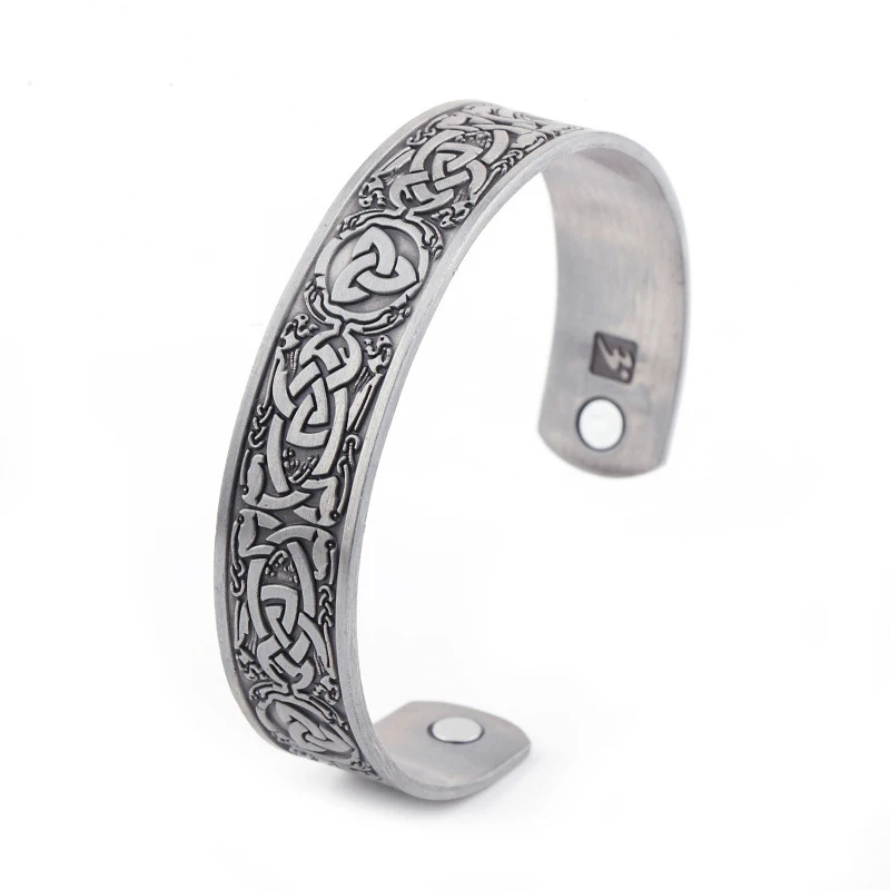 silver 0051 Винтажный Ирландский Счастливый узел Викинг Ворон узор магнитный браслет скандинавские тенденции моды мужчины и женщины браслет ювелирные изделия - Окраска металла: silver 0051