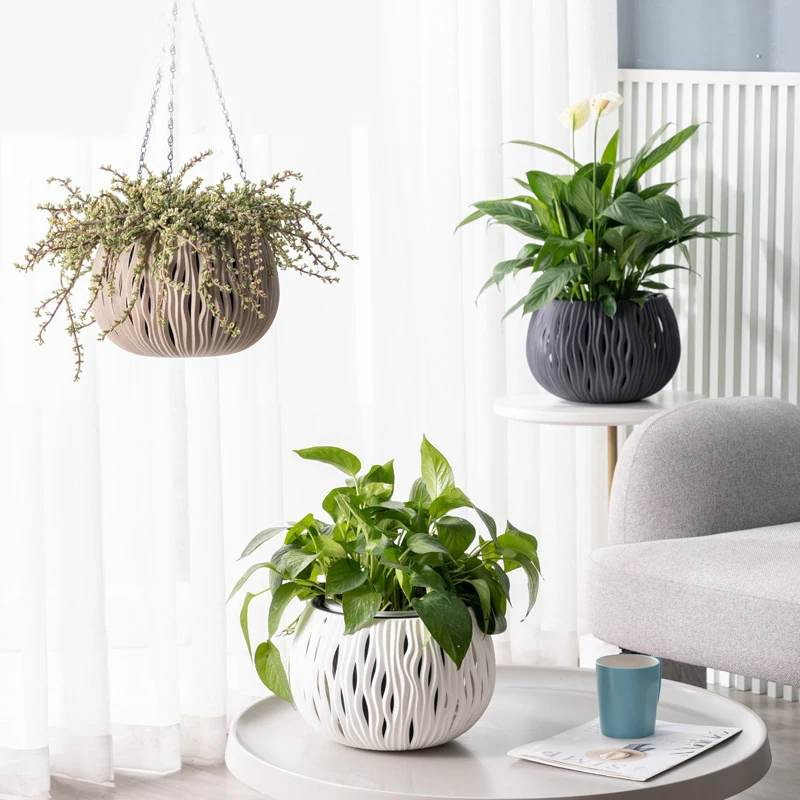 

Home Gardening Hanging Pots Green Dill Balcony Planting Flower Pots Office Decoration Accessories Creative Resin Planter Potted