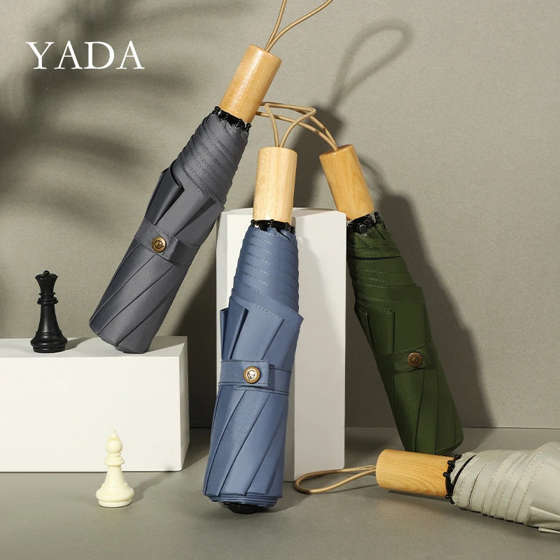 &quotYADA&quot чистый Бизнес деревянной ручкой 3 складной Зонт Для женщин человек УФ