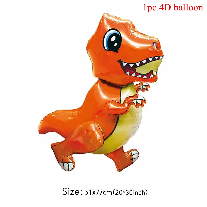 1 4D balloon orange Динозавр ПВХ фольга Висячие завитки динозавр день рождения украшения Детские сувениры Юрский динозавр Потолочные Подвесные гирлянды принадлежности - Цвет: 1 4D balloon orange