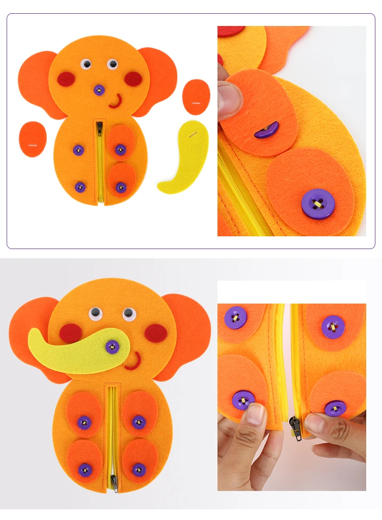 Kindergarten Diy cloth art early education growth toys montessori learn button operation zipper teaching manual course toys