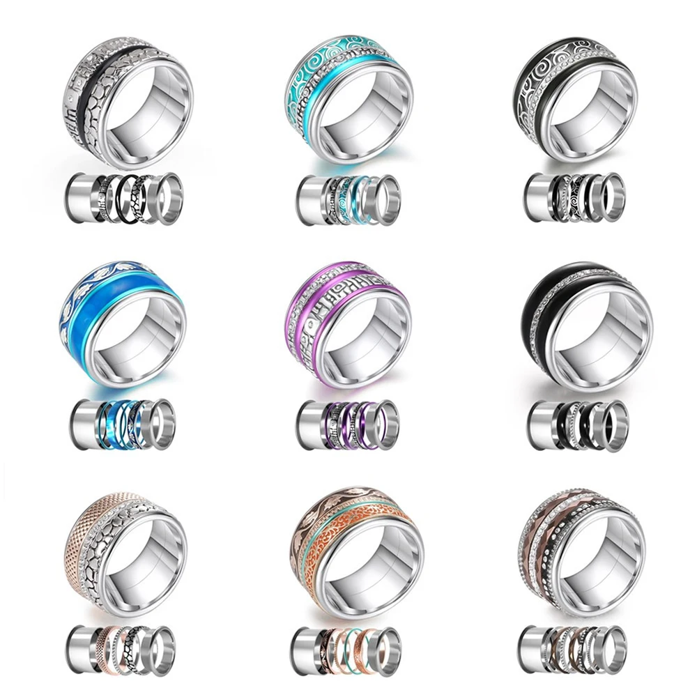 

Titanium Rings Mix Color Stainless Steel Ring For Women Wedding Interchangeable Full Zircon Band Bague Femme Acier Inoxydable