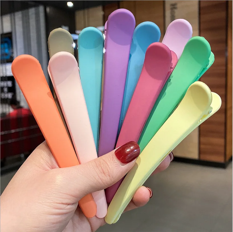 

1PCS New Large Makeup Clip Girl Broken Hair Fixed Candy Color Hair Clip Barber Simple Pointed Duckbill Clip Headdress Hair Rope