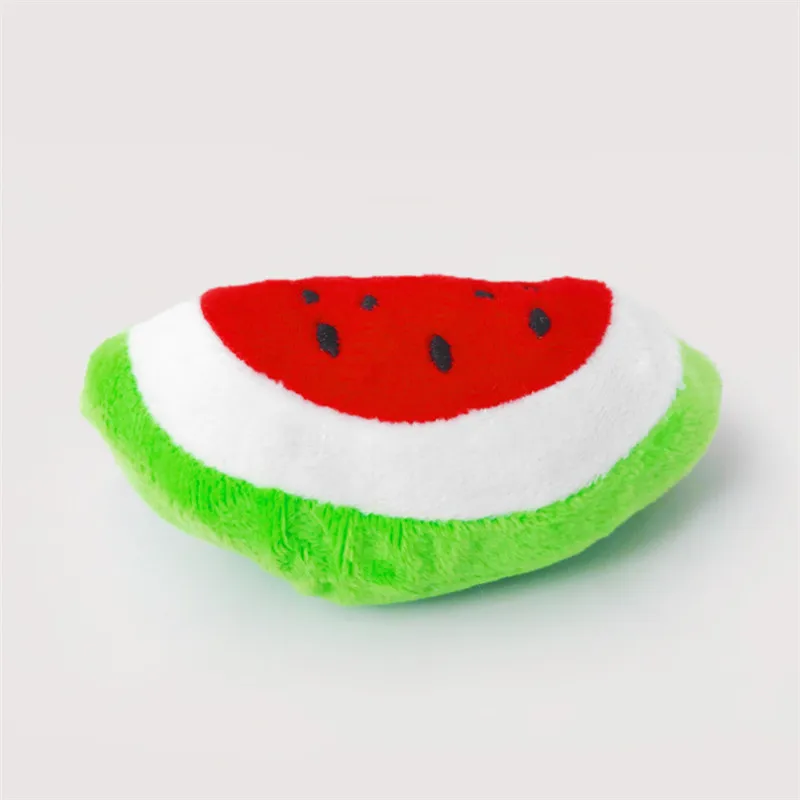 Watermelon 2 1 шт. звучащий щенок собака жевательная игрушка фрукты овощи курица барабан кости пищать игрушка для кошек домашних животных плюшевый красный перец Баклажан редиска - Цвет: Watermelon 2