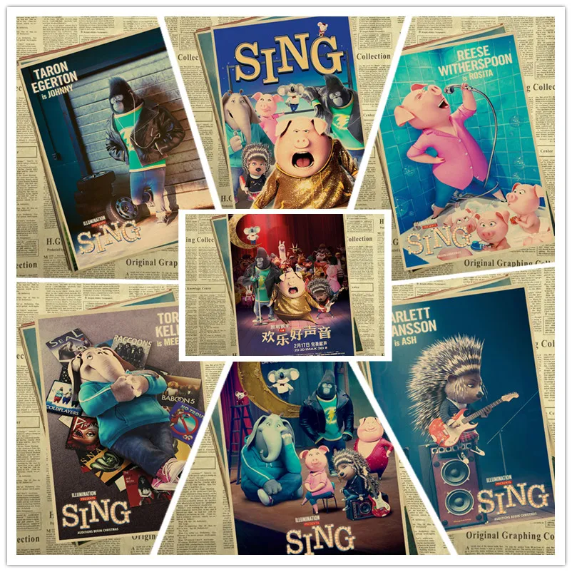 Мультфильм Аниме петь постер фильма комплект крафт Бумага кафе бар ретро плакат