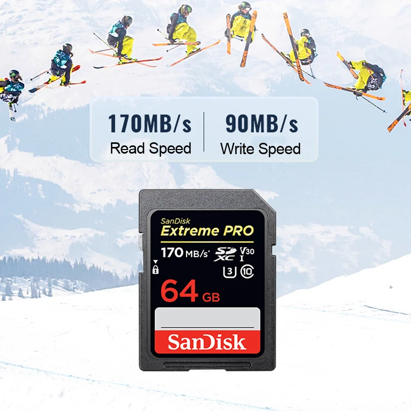 Карты памяти SanDisk Extreme Pro UHS-I 64G 128G 256GB SDXC 170 м/с Поддержка карт памяти C10, U3, V30, 4K для цифровой камеры