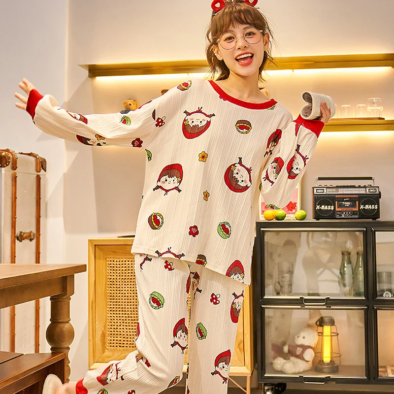 

Осенне-зимняя хлопковая Корейская Милая мультяшная пижама в стиле принцессы с длинным рукавом домашняя одежда