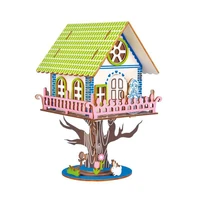 candice guo 3d wooden toy woodcraft construction kit diy puzzle princess girl tree house birthday present christmas gift 1pc