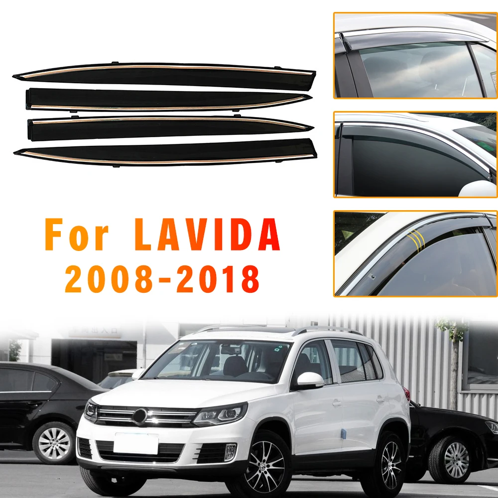 

For Volkswagen Lavida 2008-2018 Car Awnings Shelters Window visor Sun Rain Shield Sticker Cover Plating Chrome Trim Accessories