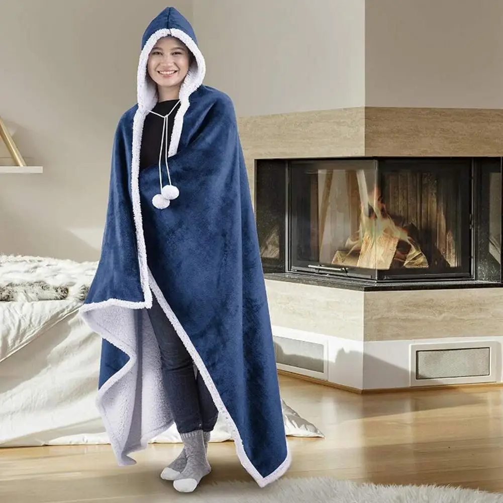 Одеяло с капюшоном утепленная и длинная теплая куртка повседневное одеяло в