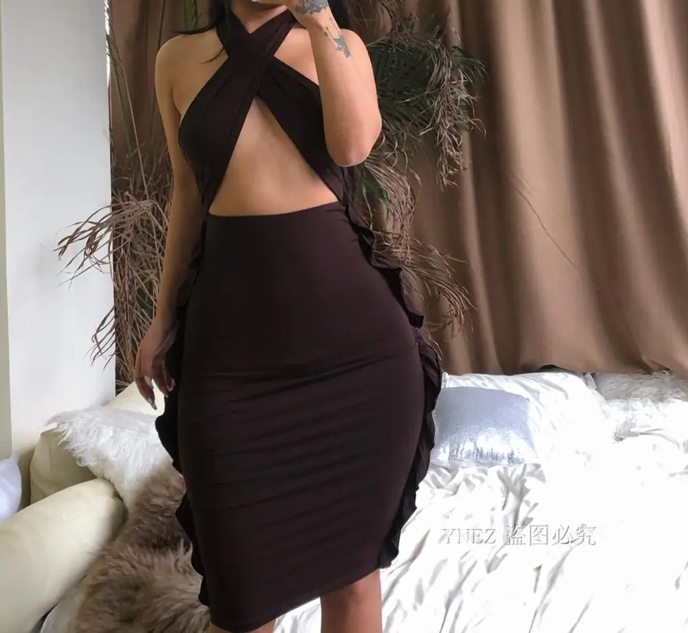 

Новое поступление, хлопковое платье, летнее облегающее сексуальное платье с открытой спиной, женская одежда на бретелях-спагетти