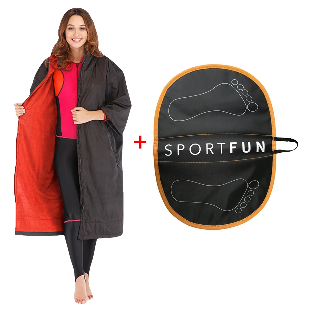 

Men Women Wetsuit Changing Robe Microfiber Large Beach Towel Swimming Robe Hooded Bath Towels Surf Quick Bathrobe