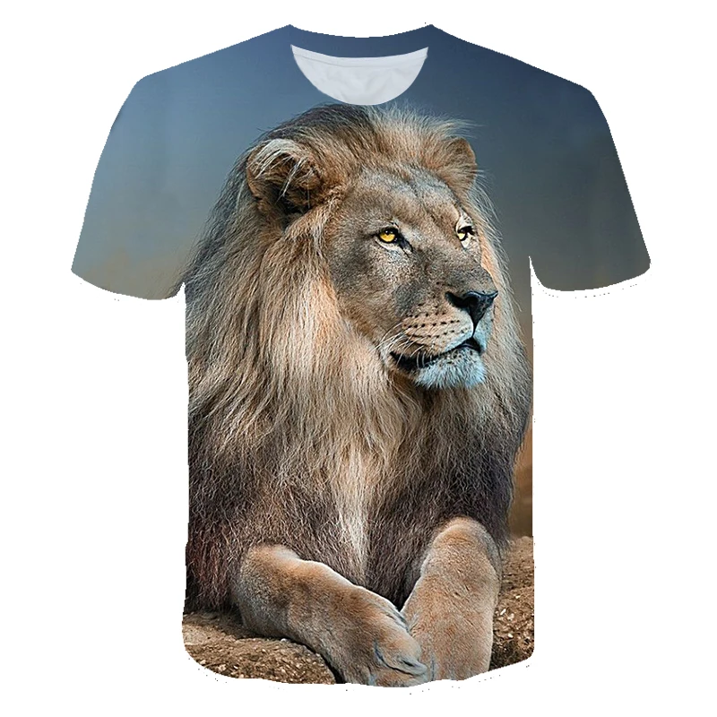 

Hot Nieuwe Stijl Dier Mannen Korte Mouw 3D T-Shirt Casual Wearing Glasses Lion/Skull 3d Gedrukt Hip Hop Asian Sizes 4-14Y