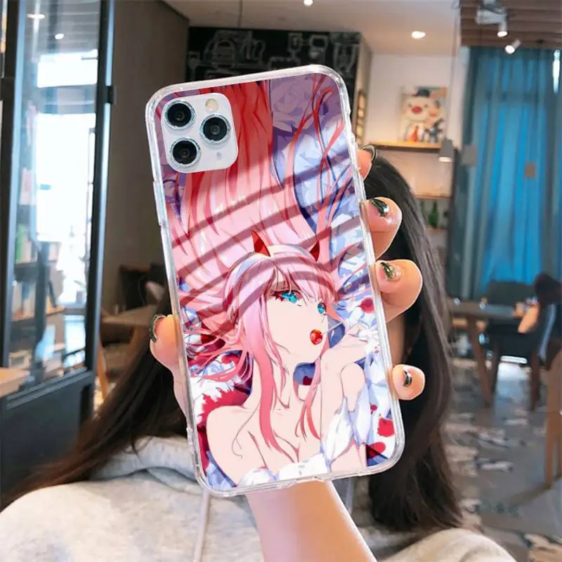 

Zero Two Darling in the Fran Anime Phone Case Transparent for iPhone 6 7 8 11 12 s mini pro X XS XR MAX Plus cover funda shell