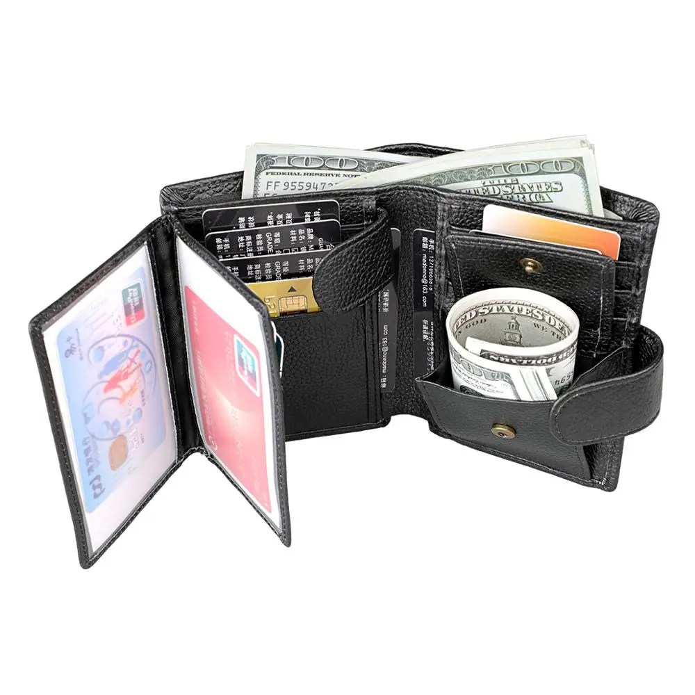 Кошельки для мужчин Роскошные из натуральной кожи черные кредитные карты RFID