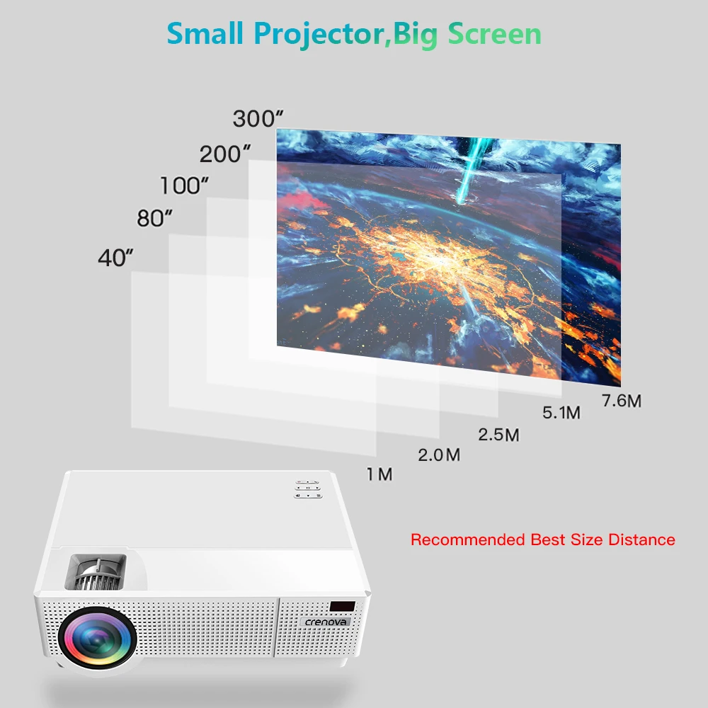 CRENOVA 6800 люмен Полное HD 1080p Физическое разрешение Android 8.0 ОС Новейший видео LED проектор с домашним кинотеатром.