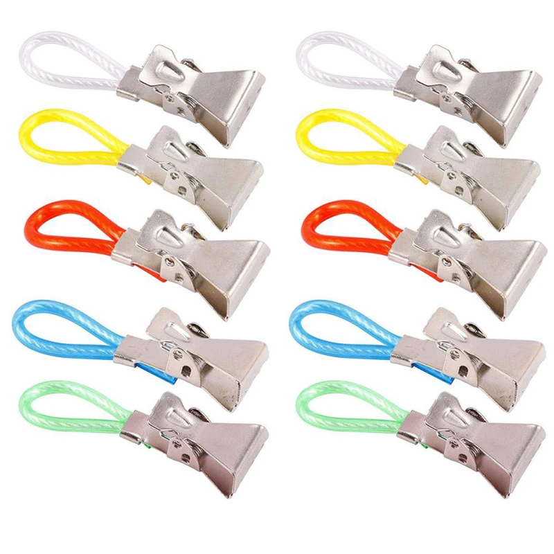

5/10Pcs Hanging Clips Tea Towel Hanging Clips Clip On Hooks Loops Hand Towel Hangers Hanging Clothes Pegs Bathroom Organizer