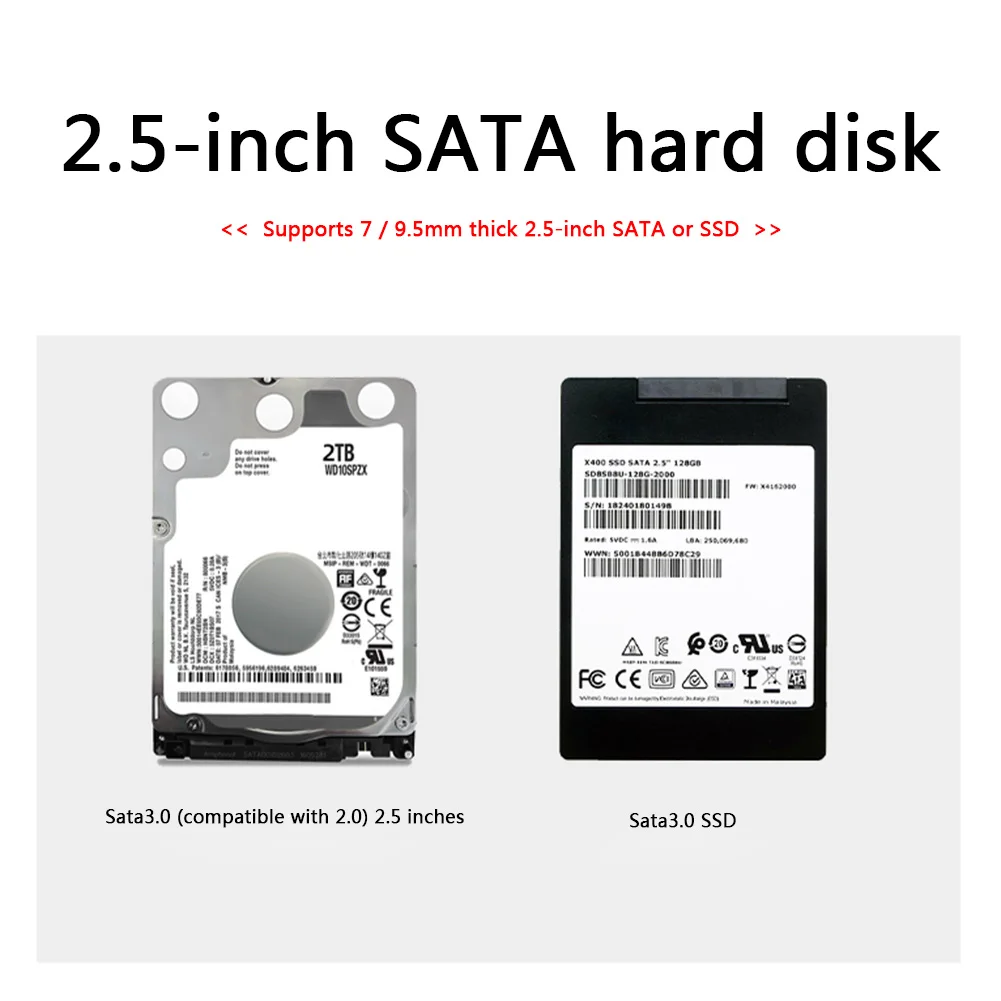 

K801 External Hard Drive Enclosure USB 3.1 Type C to SATA SSD Case 7mm 9.5mm 2.5 inch HDD Case for PC Laptop Computer Acces