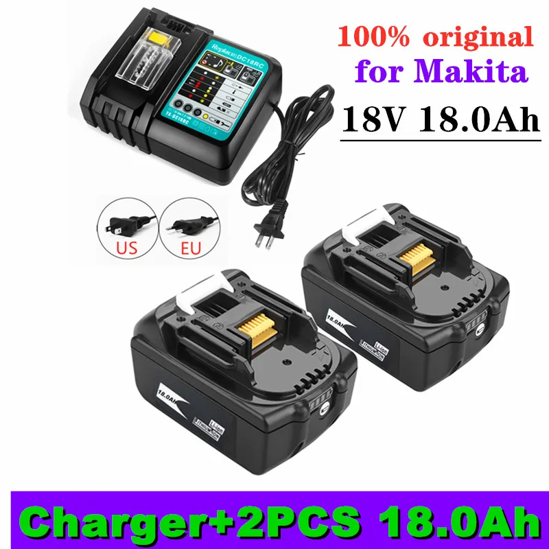 

BL1860 Rechargeable Battery 18 V 18000mAh Lithium ion for Makita 18v Battery BL1840 BL1850 BL1830 BL1860B LXT 400 + 3A Charger