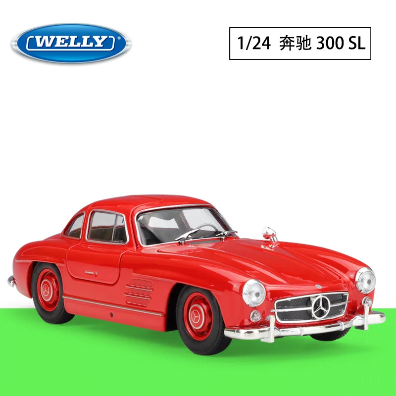 

Подлинная модель WELLY 1/24 Mercedes-Benz 300 SL из искусственного сплава, коллекция моделей автомобилей, подарок на день рождения