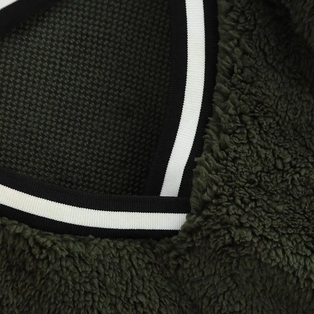 

Sweatshirt Pullover Line Plush Long Sleeve V-Neck Female Fashion Winter Women Solid Warm Clothes Invierno Sudadera High Quality