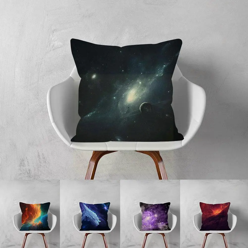 

Fantas Pillowcase Cotton Linen Cushion Cover Universe Home Pillowcase Waist Throw Decor Nebula Pattern Cover Pillow P3M5