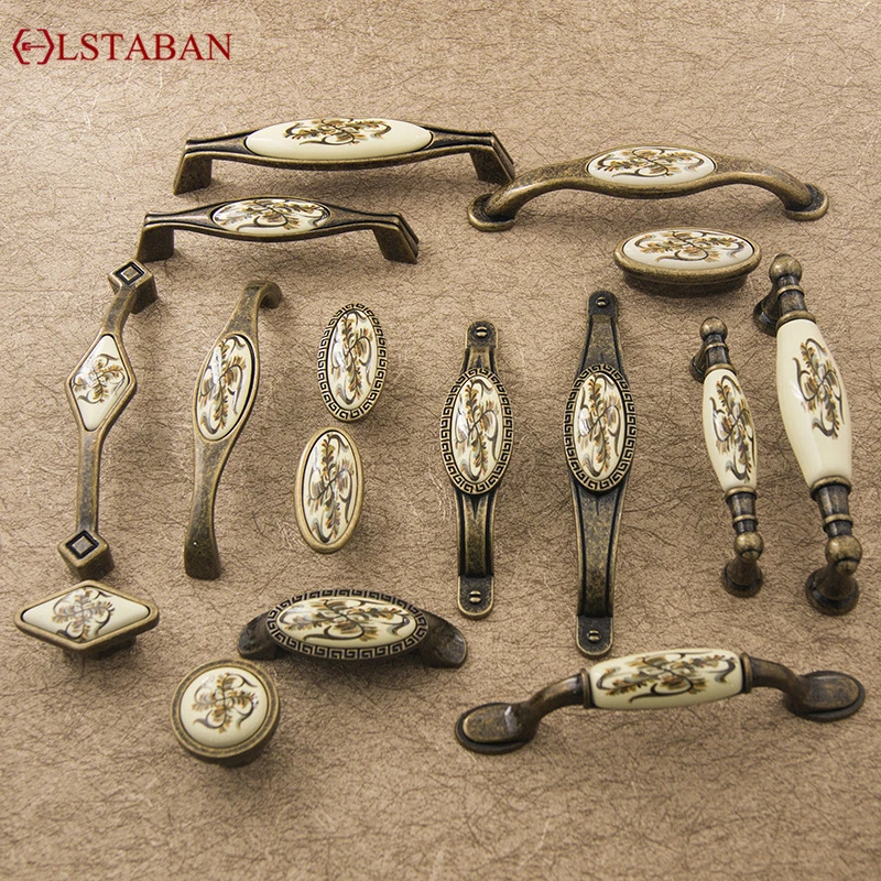 

LSTABAN European Antique Simple Cupboard Drawer Knob Classical Pastoral Wardrobe Wine Cabinet Door Handle Furniture Accessories