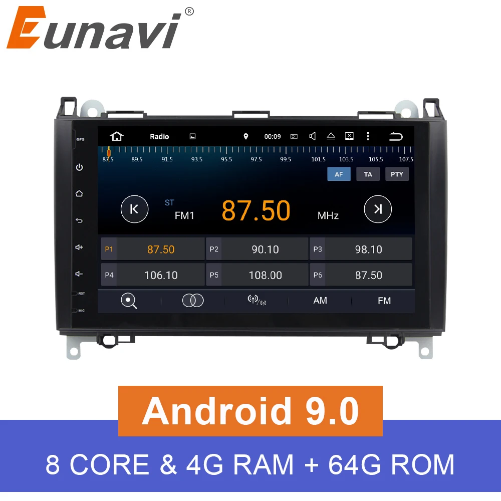 Автомобильный DVD-плеер Eunavi 2 Din Android 9 0 8 ядер для Benz Sprinter Vito W169 W245 W469 W639 B200 радио GPS Wi-Fi