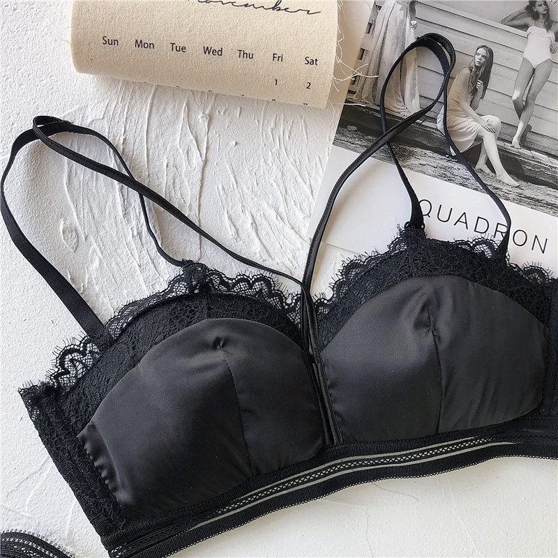 women lace sexy bra set intimates hollow out half cup lingerie thin cotton cup temptation panty briefs silk wire free underwear