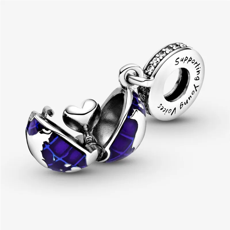 

HOT 925 Sterling Silver Blue Planet Pendant Beads Fit Original Pandora Bracelet&Bangle Making Women Birthday Fashion Jewelry