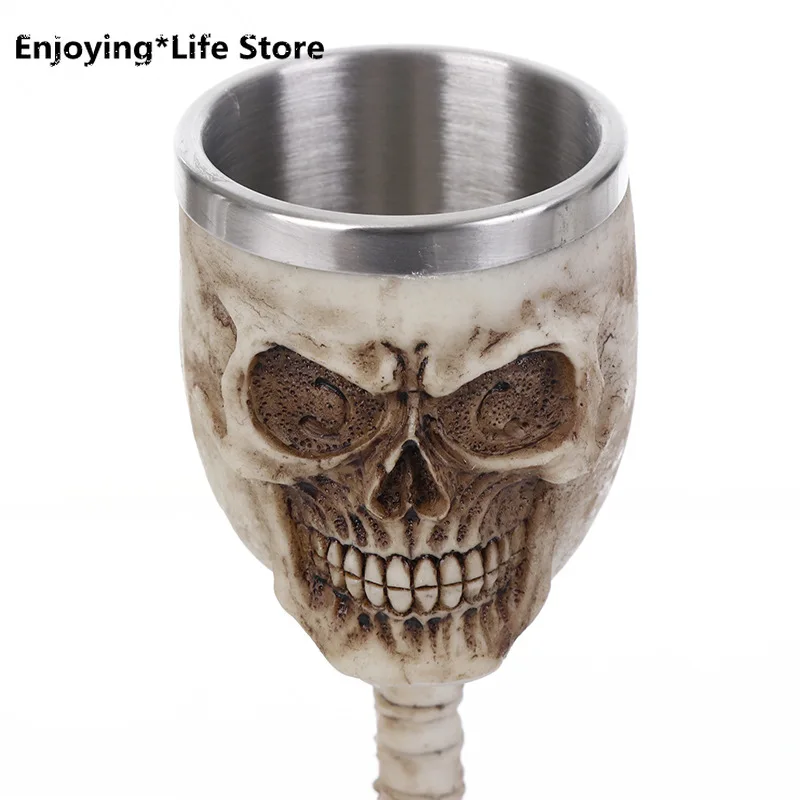 

Beer Coffee Mugs Goblet Resin Skull Stainless Steel Cup Halloween Gift Bar Home Decoration Coffee Cup
