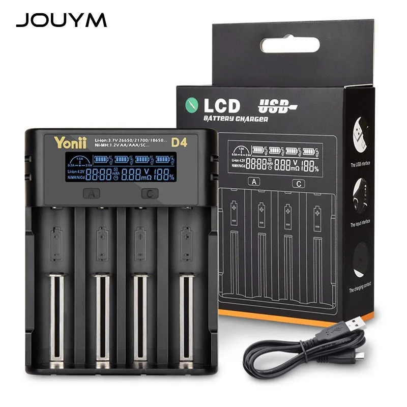 Зарядное устройство JOUYM 18650 для батарей 18700 26650 3 6 7 в литий ионная аккумуляторная