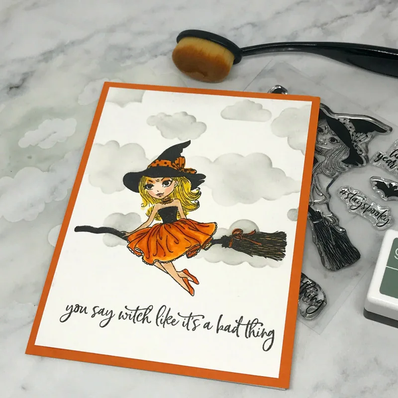 Прозрачные силиконовые штампы Хэллоуин летучая мышь ведьма девочка ворона буквы