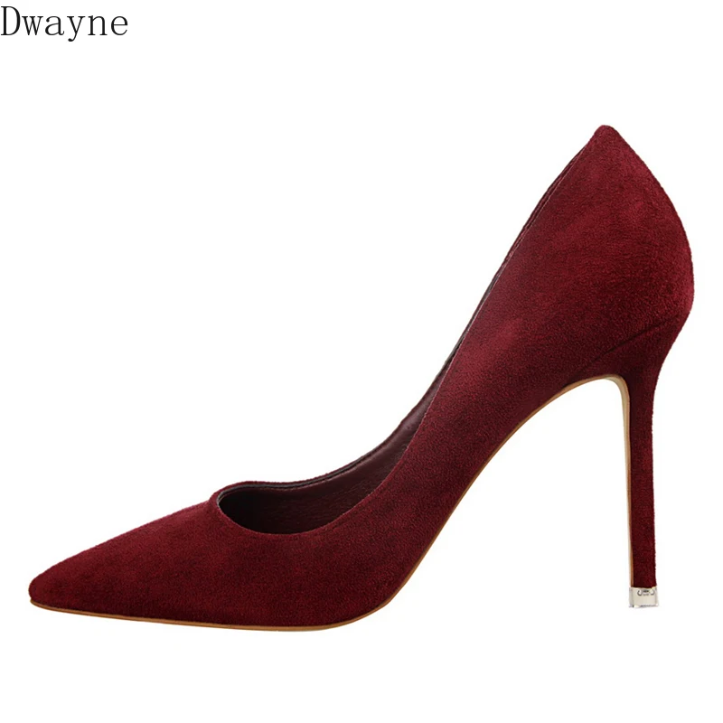 Туфли женские на высоком каблуке заостренный носок однотонные винно-красные