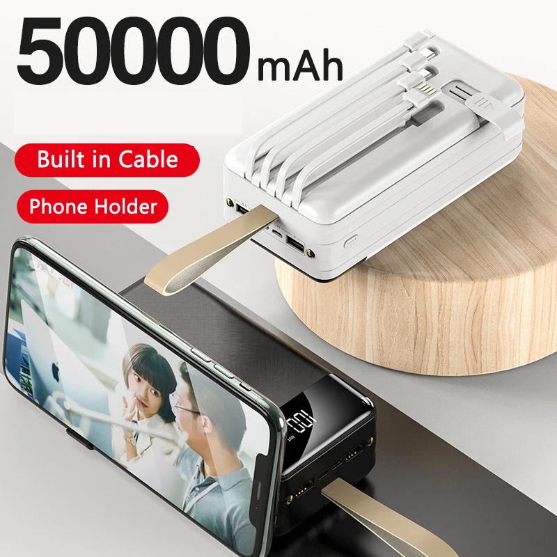

Портативное зарядное устройство с кабелем Micro USB Type-C, 50000 мАч
