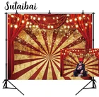 Золотые блестящие красные Шторы фон для фотосъемки с изображением цирковой карнавальный блеск полосы фон Baby Shower День рождения