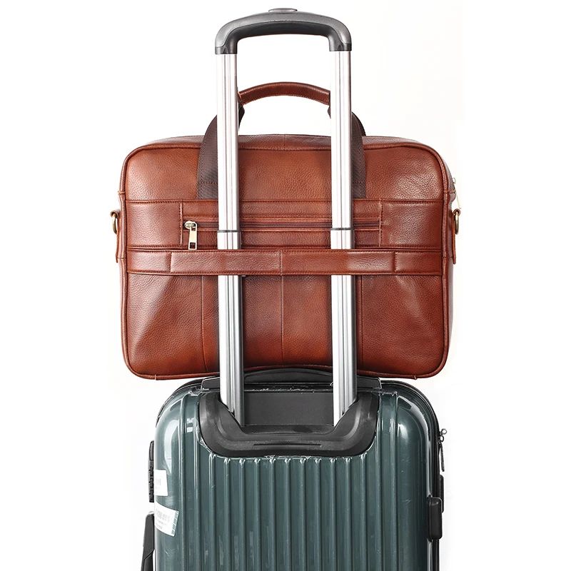 brand genuine leather travel bag men cowhide leather laptop bags a4 office briefcases male leather shoulder bags totes free global shipping