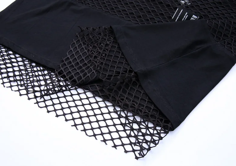 

Male Women Tees Shirts Men Letter Print Mesh Splice Short Sleeve Streetwear Hip Hop Loose Casual Top T-shirt Couple Tshirt