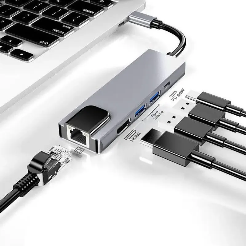 

USB-концентратор с зарядным устройством 4 порта USB 3,0 PD, RJ45