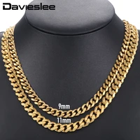 911mm stainless steel cuban chain necklace for men women gold black silver color curb link jewelry length dknm08