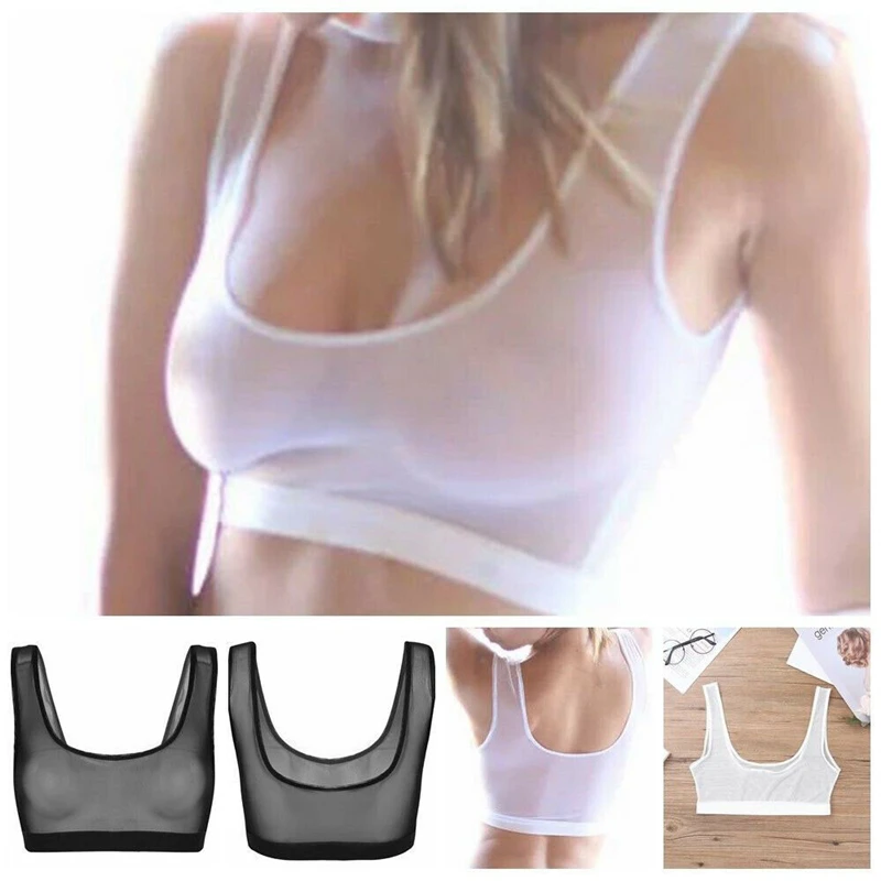 Прозрачный укороченный топ Сетчатое сексуальное нижнее белье летний женское