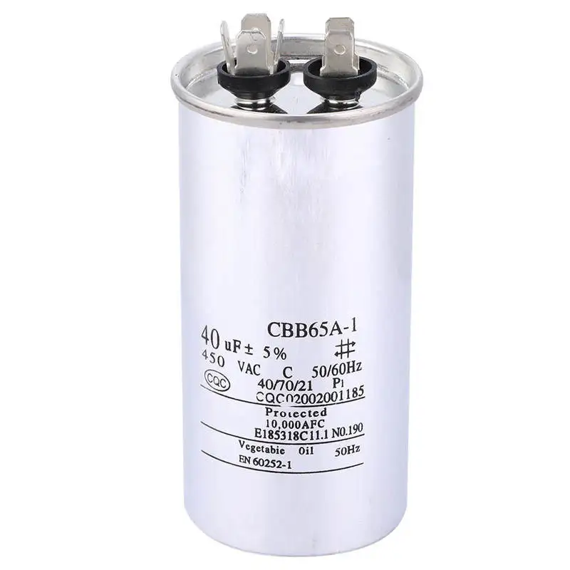 CBB65 Modular Contactor 40UF 450V Capacitor Aluminum Foil Start Capacitor for Conditioning Washing Machine Household