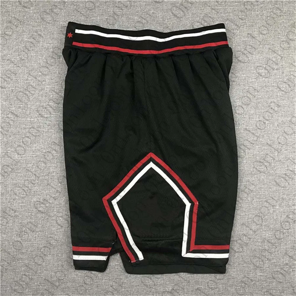 

New Pattern Men's American Basketball Chicago Shorts Elastic Belt Black Jersey