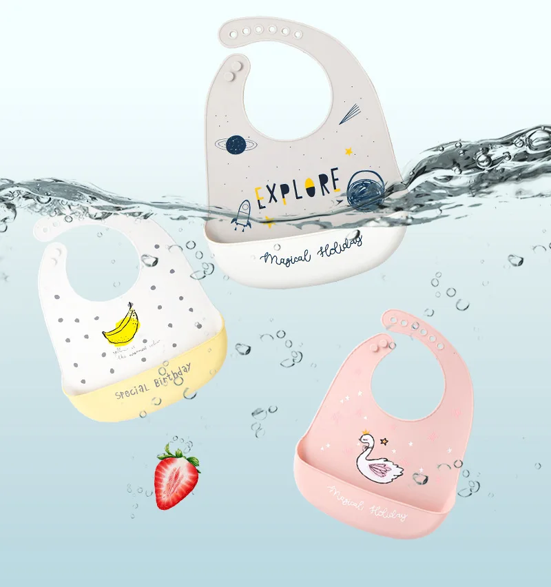 De silicona suave beb&eacute; ni&ntilde;os ni&ntilde;as cosas impermeable babero alimentaci&oacute;n reci&eacute;n nacido infantil de dibujos animados delantales ni&ntilde;os babero provecho pa&ntilde;os Bandana-0