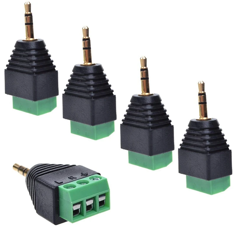 

Video AV Balun 3.5mm 3pole 4 Pole Stereo Male To AV Screw Terminal Stereo Jack 3.5 Mm Male 4 Pin Terminal Block Plug Connector