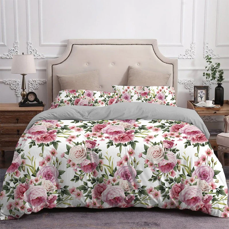 

Plant Printing Duvet Cover 220x240 210x210 Queen King Bedding Set Luxury Flowers Bed Covers Elegant Quilt Cover with Pillowcase