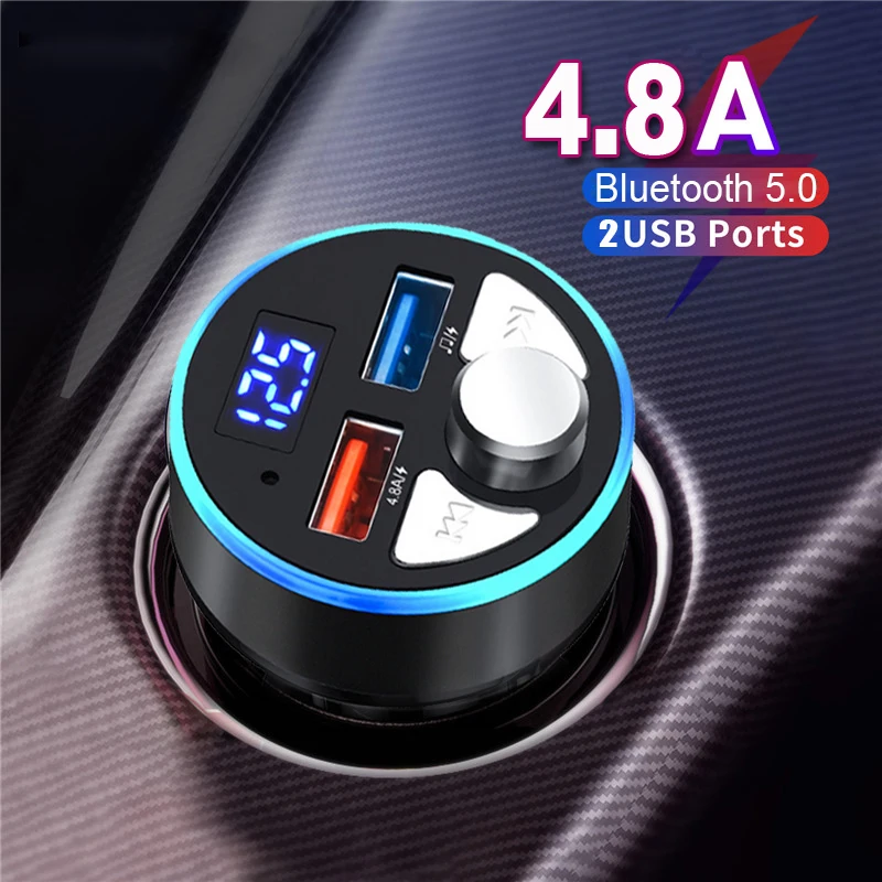 Bluetooth 5.0 FM Transmitter 4.8A Fast Charger Car Mp3 Player Handsfree Modulator Audio Adaptor Auto Accessories