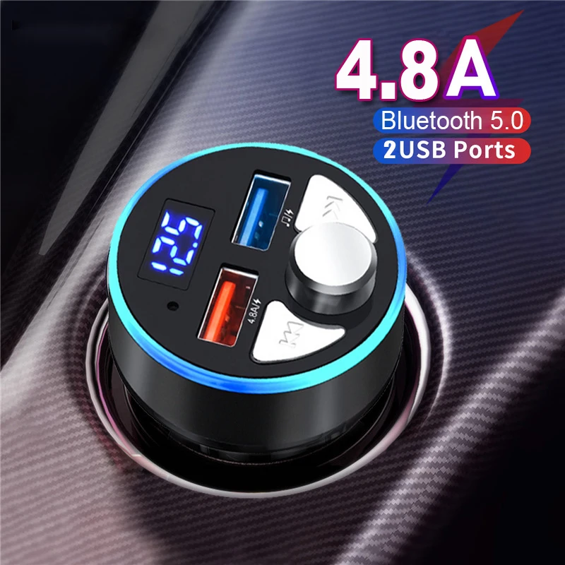 Bluetooth 5 0 FM передатчик 4.8A быстрое зарядное устройство Автомобильный MP3 плеер