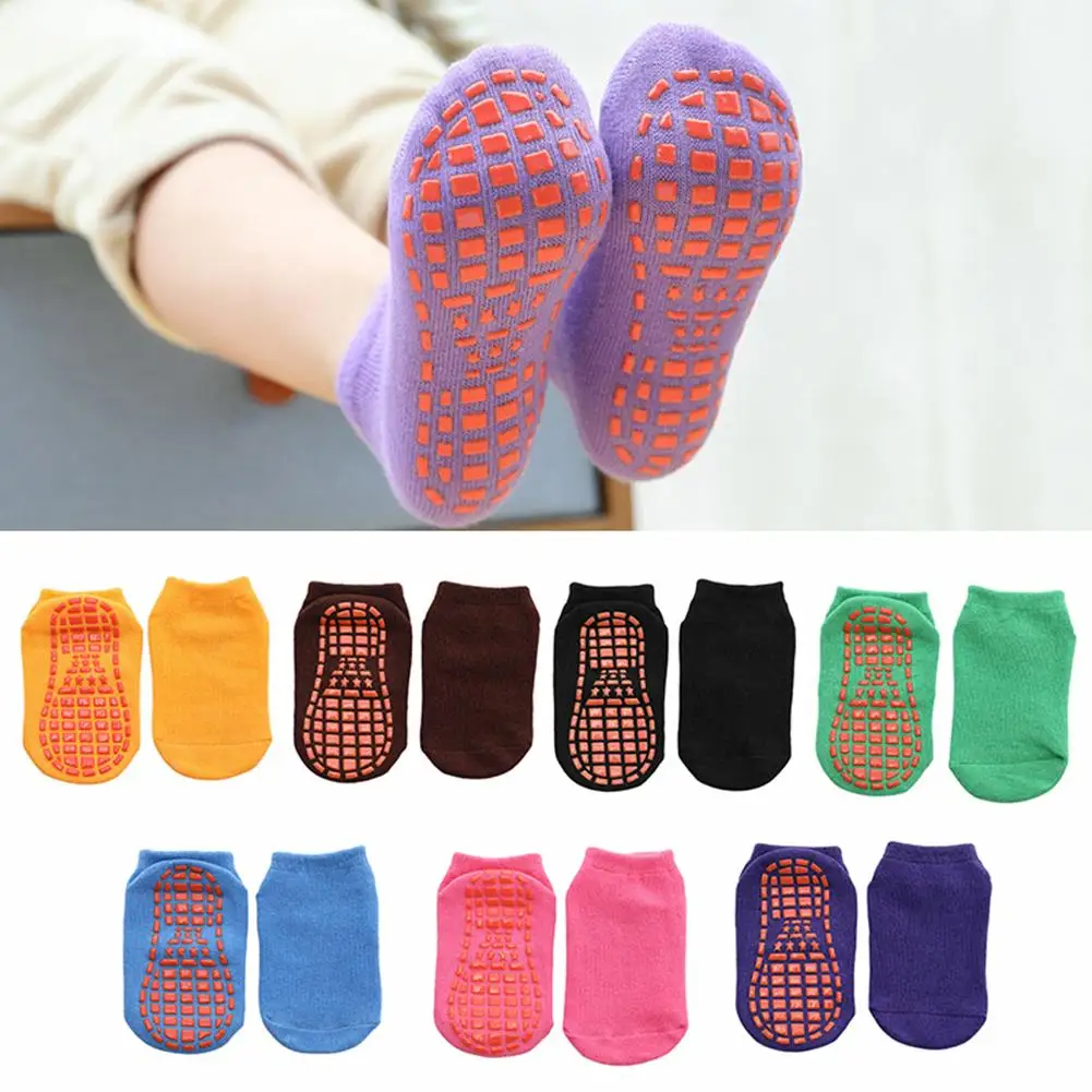 

Cotton Baby Boys Girls Slip-resistant Floor Socks Solid Color Kids Breathable Elastic Sports Ankle Floor Thicken Warm Socks New