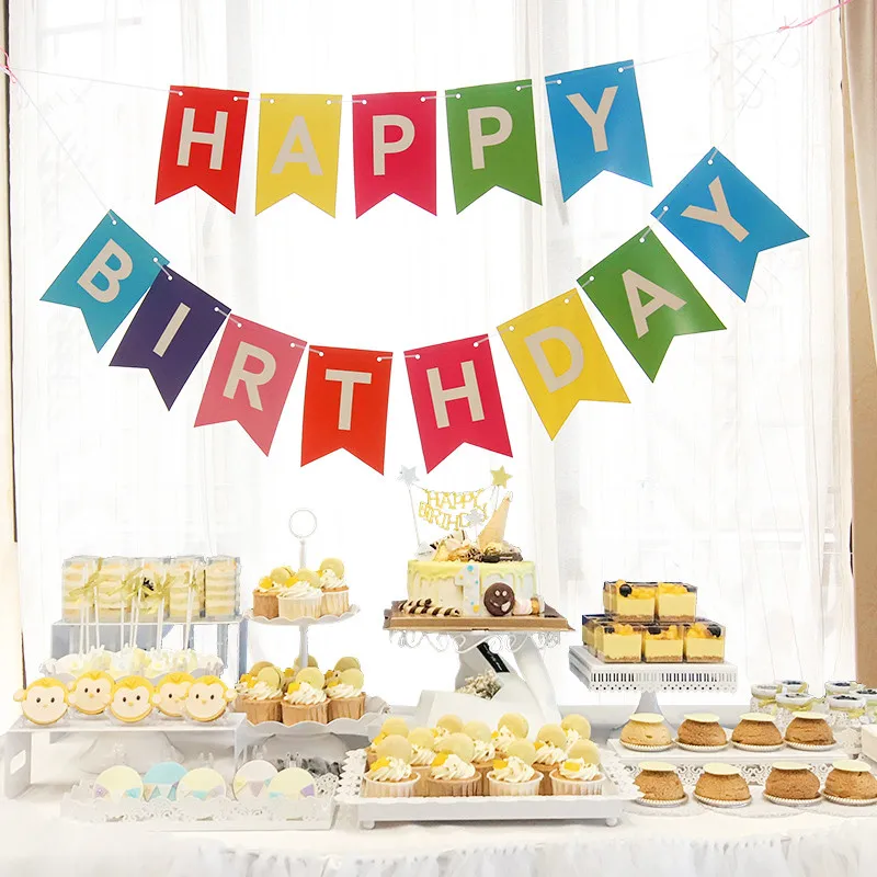 День Рождения вечерние поставки деко бумажный флажок гирлянда баннеры баннер на
